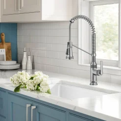 KRAUS Allyn Single Handle Pull Down Kitchen Faucet in Spot-Free Stainless Steel
