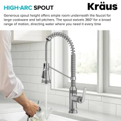 KRAUS Allyn Single Handle Pull Down Kitchen Faucet in Spot-Free Stainless Steel
