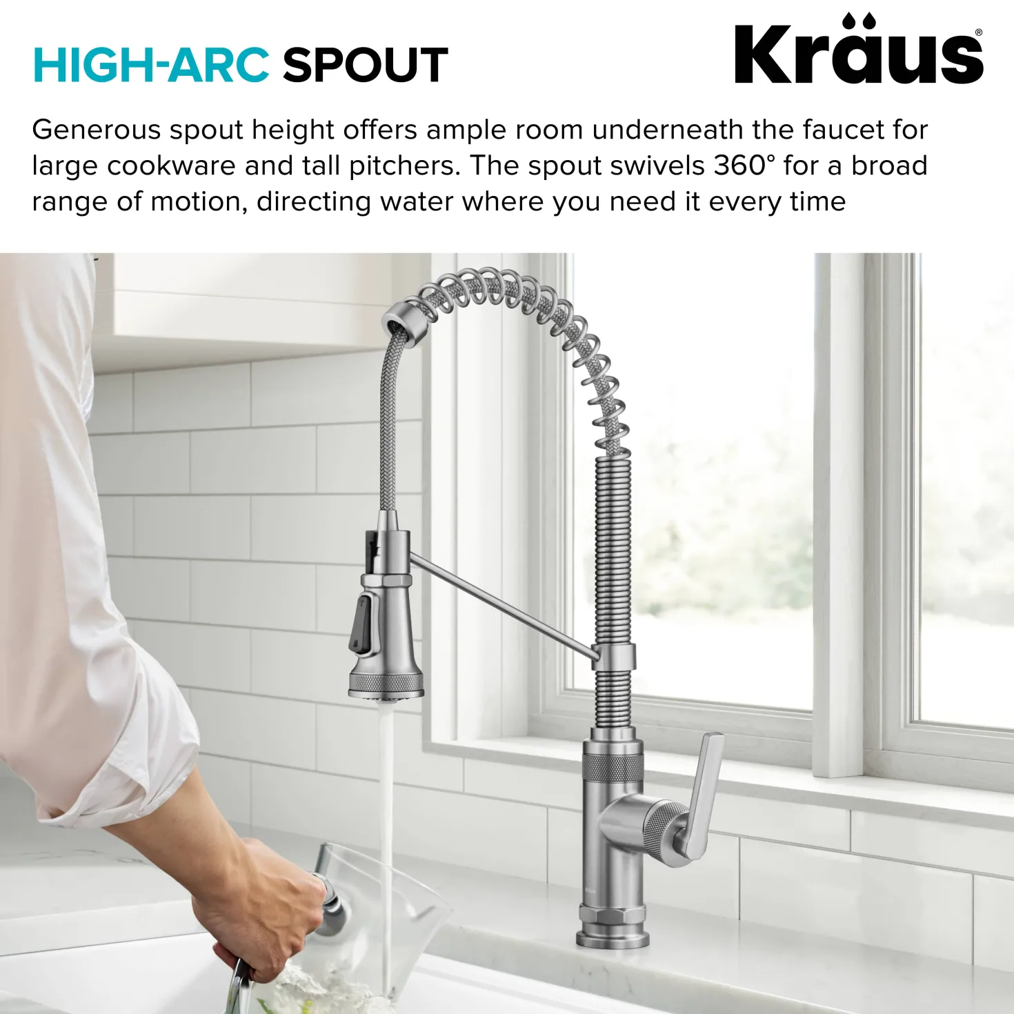 KRAUS Allyn Single Handle Pull Down Kitchen Faucet in Spot-Free Stainless Steel