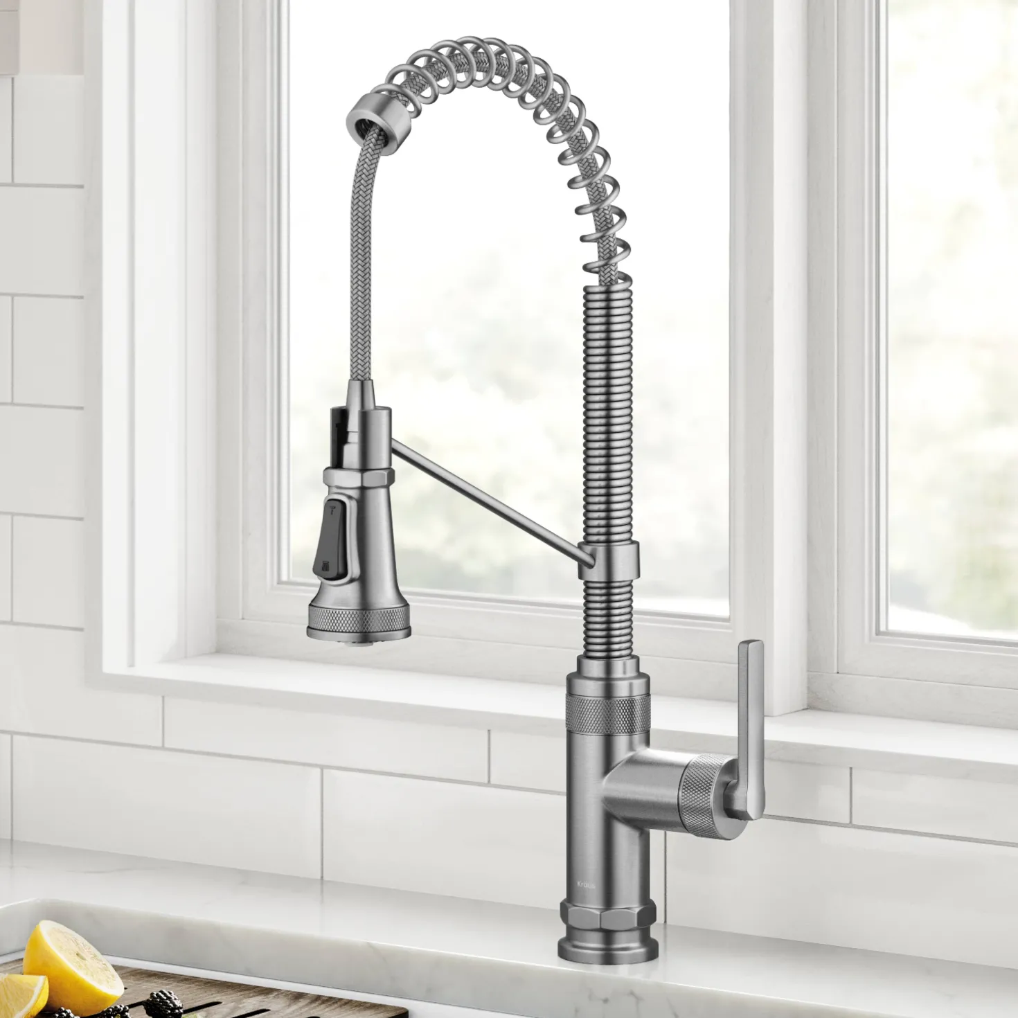 KRAUS Allyn Single Handle Pull Down Kitchen Faucet in Spot-Free Stainless Steel