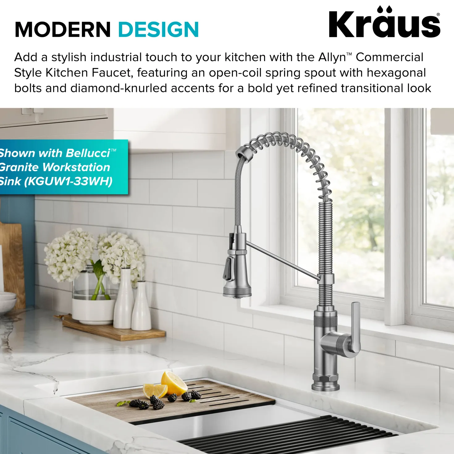 KRAUS Allyn Single Handle Pull Down Kitchen Faucet in Spot-Free Stainless Steel