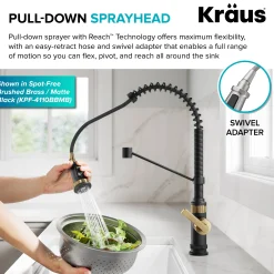 KRAUS Allyn Single Handle Pull Down Kitchen Faucet in Spot-Free Stainless Steel