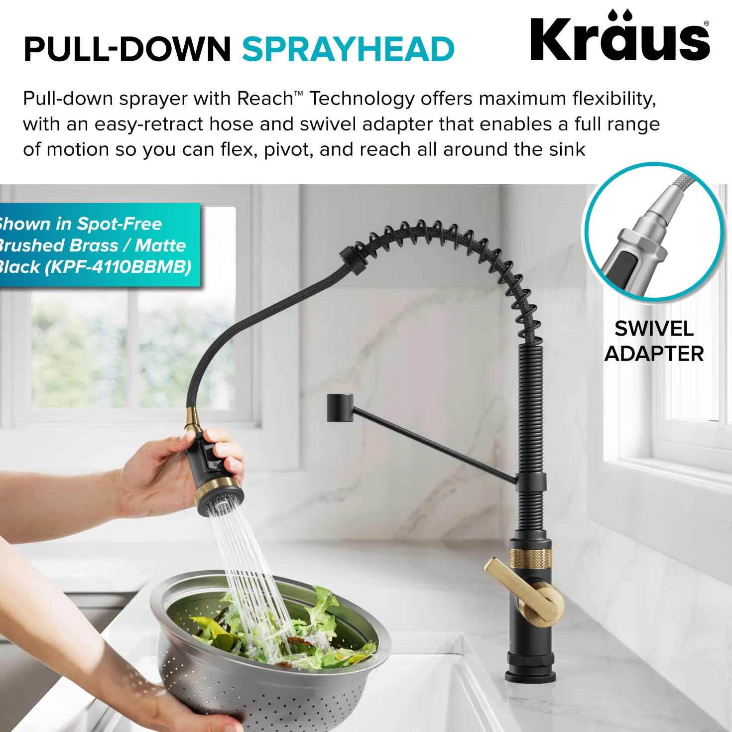 KRAUS Allyn Single Handle Pull Down Kitchen Faucet in Spot-Free Stainless Steel