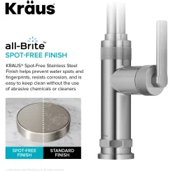 KRAUS Allyn Stainless Nut & Bolt Diamond Cut Kitchen Faucet