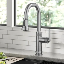 KRAUS Allyn Stainless Nut & Bolt Diamond Cut Kitchen Faucet