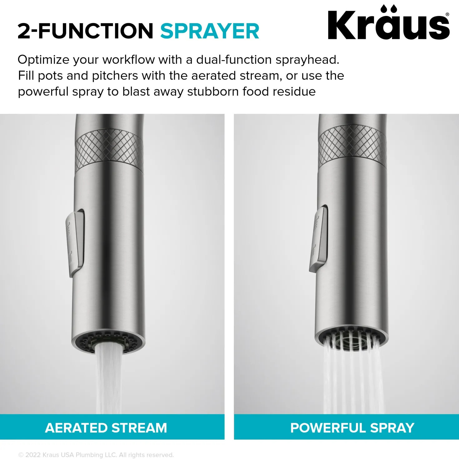 KRAUS Allyn Stainless Single Handle Kitchen Faucet with Diamond Cut