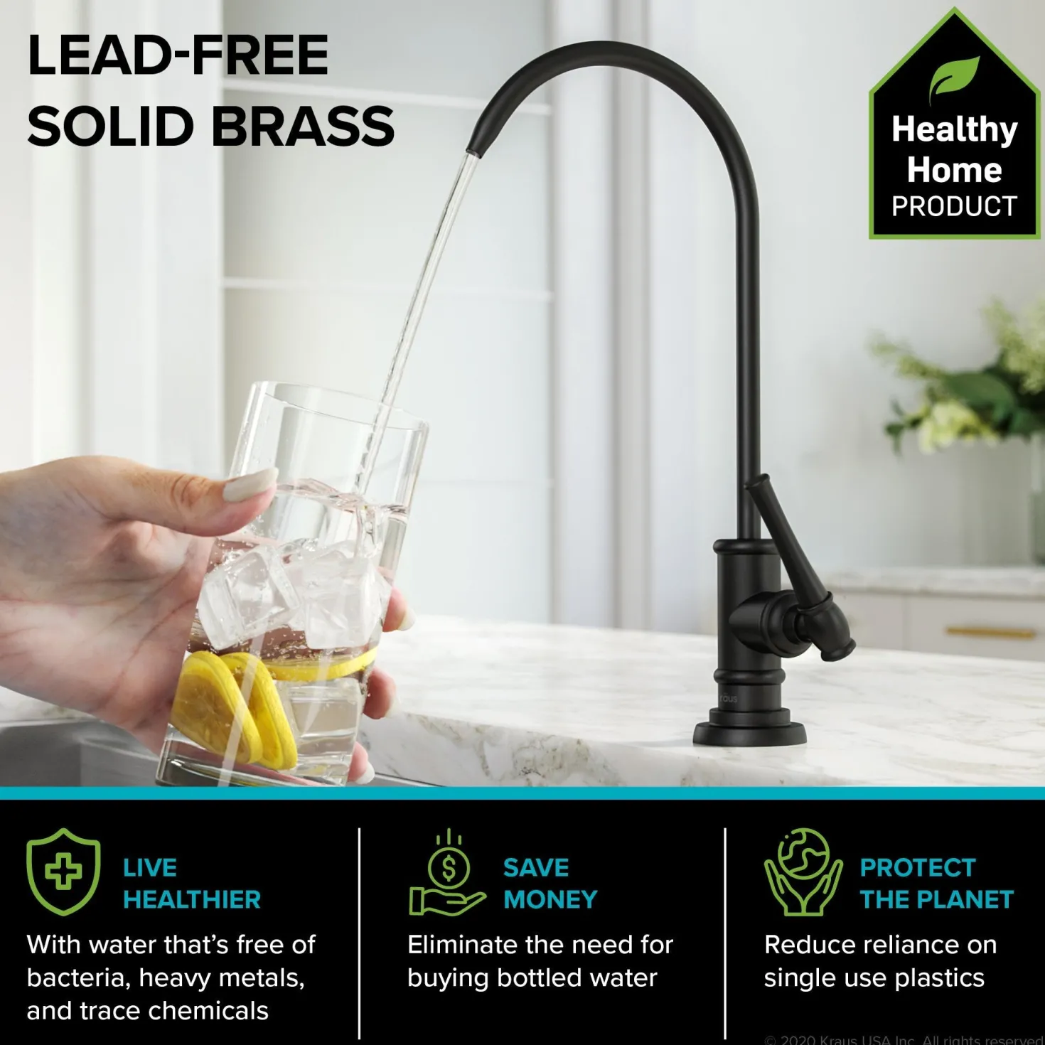 KRAUS Allyn Transitional Bridge Kitchen Faucet & Water Filter Faucet in Matte Black