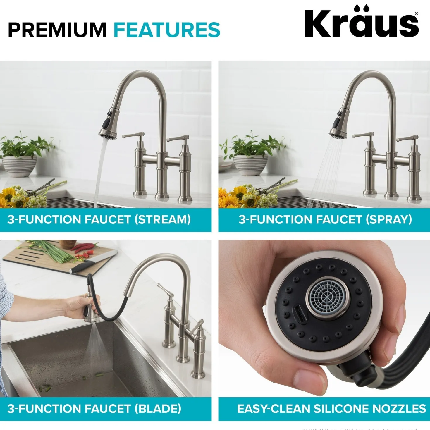 KRAUS Allyn Transitional Bridge Kitchen Faucet & Water Filter Faucet in Matte Black
