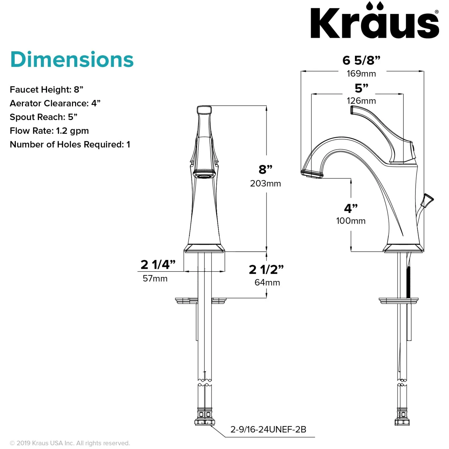 KRAUS Arlo Brushed Gold Basin Bathroom Faucet with Lift Rod Drain and Deck Plate