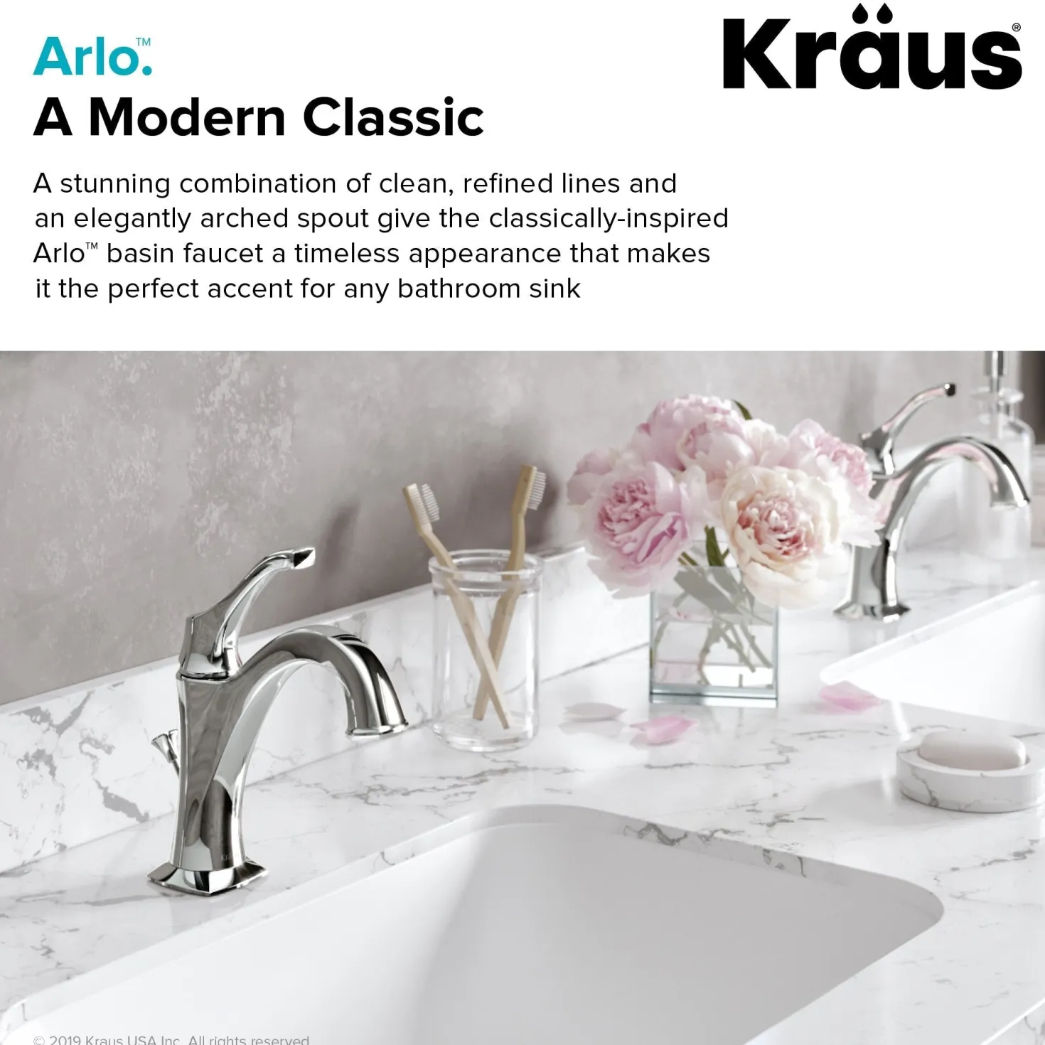 KRAUS Arlo Brushed Gold Basin Bathroom Faucet with Lift Rod Drain and Deck Plate