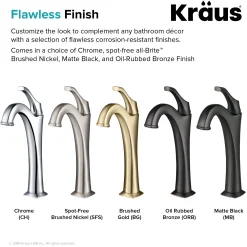 KRAUS Arlo Brushed Gold Tall Vessel Bathroom Faucet with Pop-Up Drain