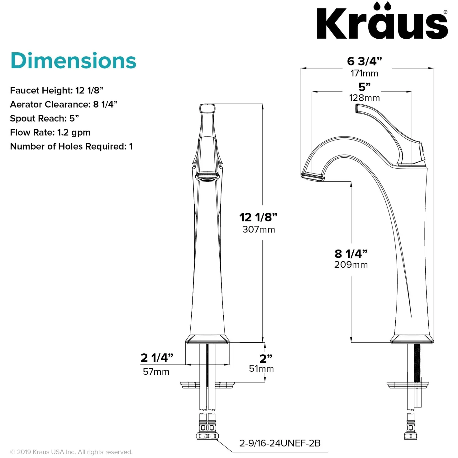 KRAUS Arlo Brushed Gold Tall Vessel Bathroom Faucet with Pop-Up Drain