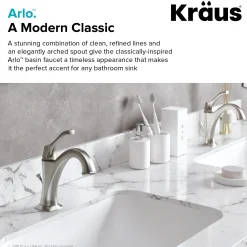 KRAUS Arlo Single Handle Basin Bathroom Faucet in Spot-Free all-Brite Brushed Nickel