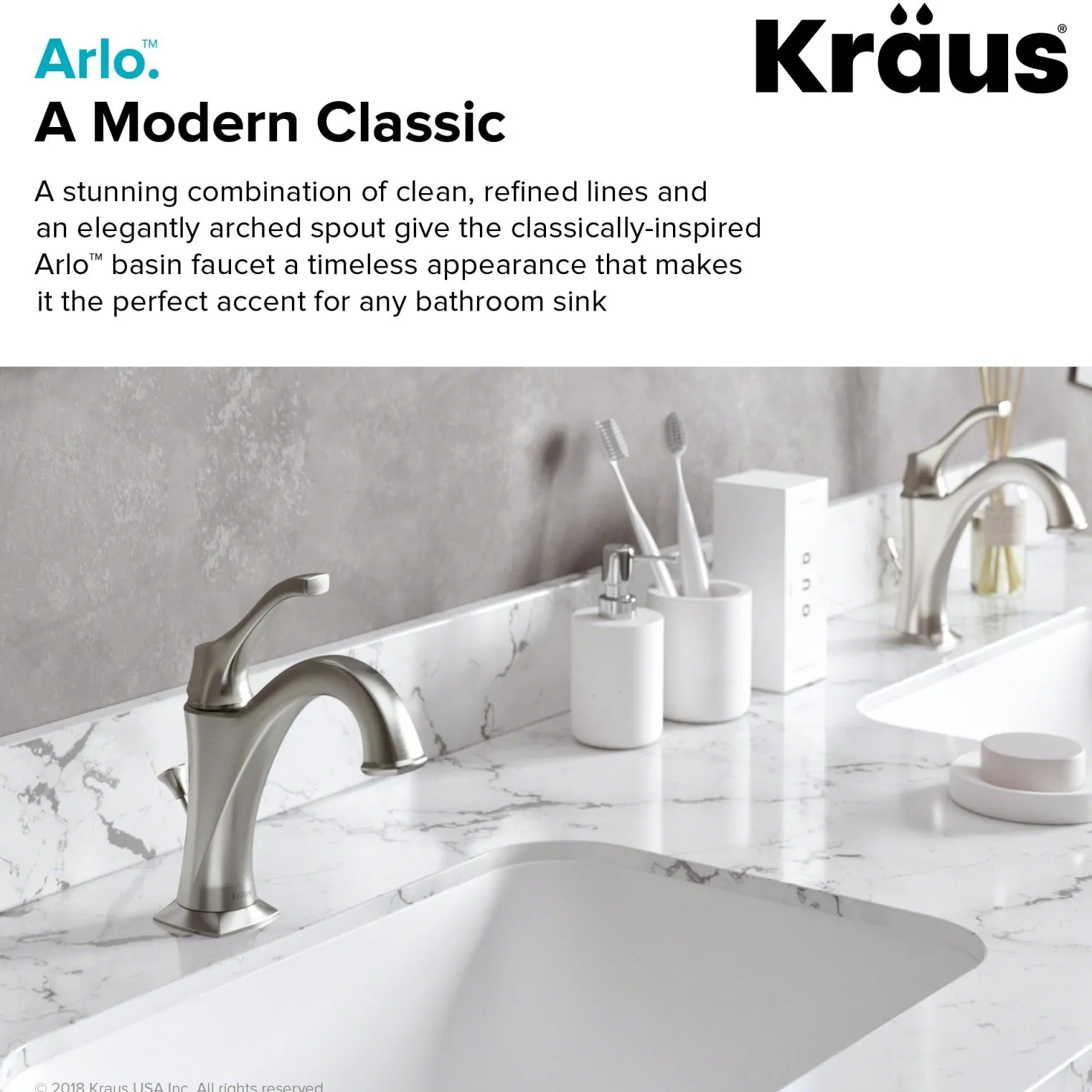 KRAUS Arlo Single Handle Basin Bathroom Faucet in Spot-Free all-Brite Brushed Nickel