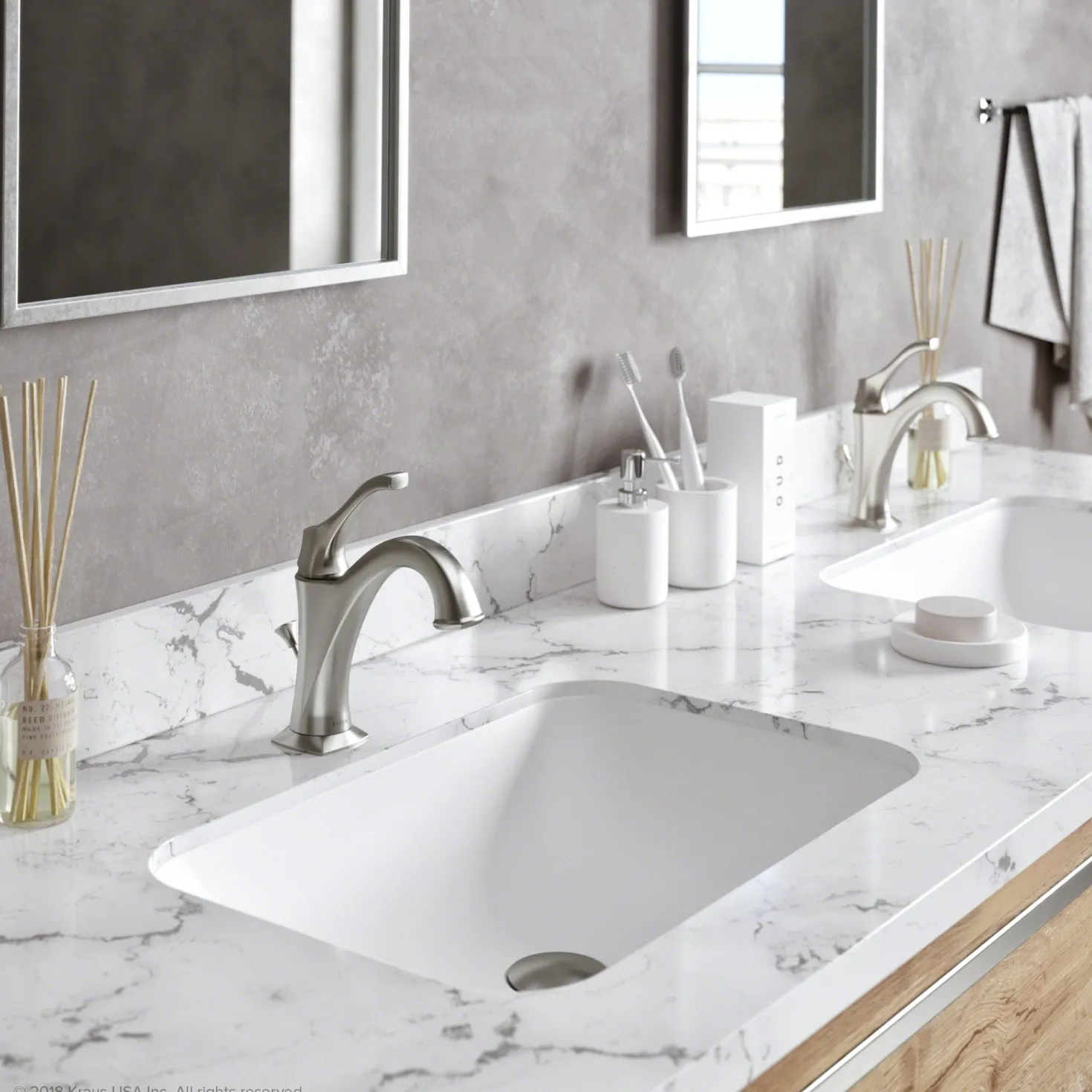 KRAUS Arlo Single Handle Basin Bathroom Faucet in Spot-Free all-Brite Brushed Nickel