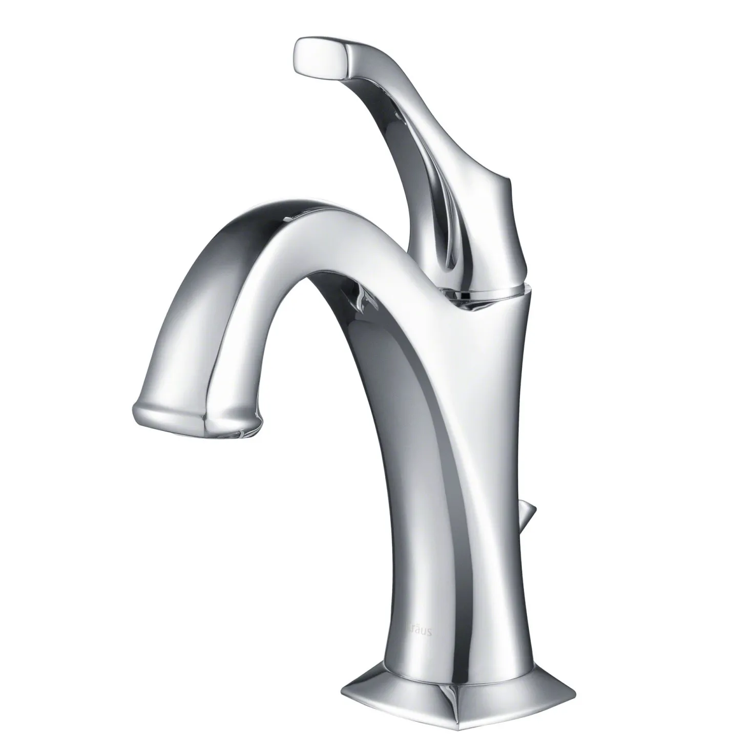 KRAUS Arlo Single Handle Bathroom Faucet with Lift Rod Drain and Deck Plate in Chrome