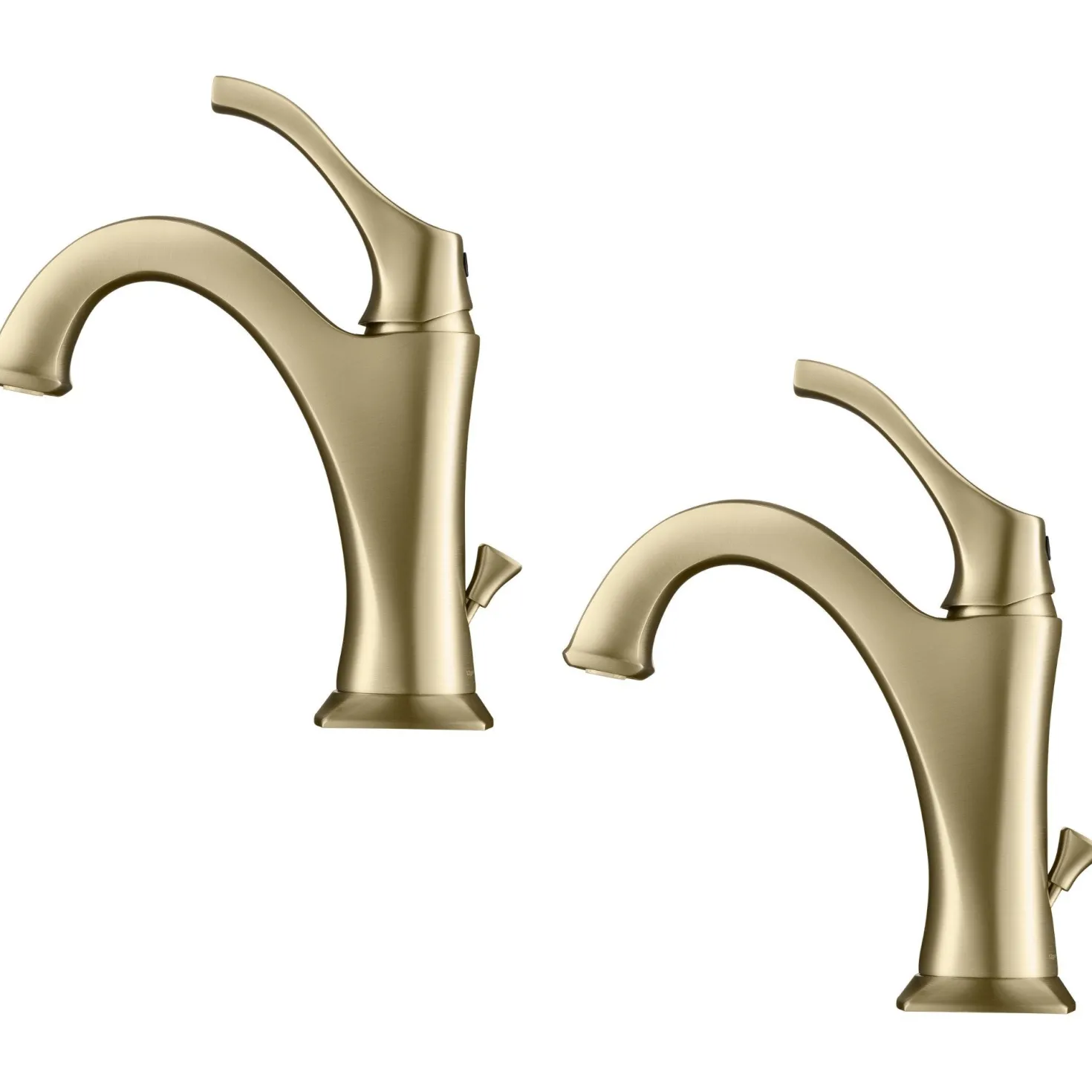 KRAUS Arlo Single Handle Bathroom Faucet with Lift Rod Drain and Deck Plate in Brushed Gold