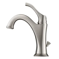KRAUS Arlo Single Handle Bathroom Faucet with Lift Rod Drain and Deck Plate in Spot Free Stainless Steel