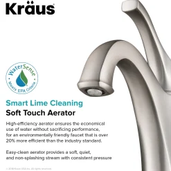 KRAUS Arlo Single Handle Bathroom Faucet with Lift Rod Drain and Deck Plate in Spot Free Stainless Steel