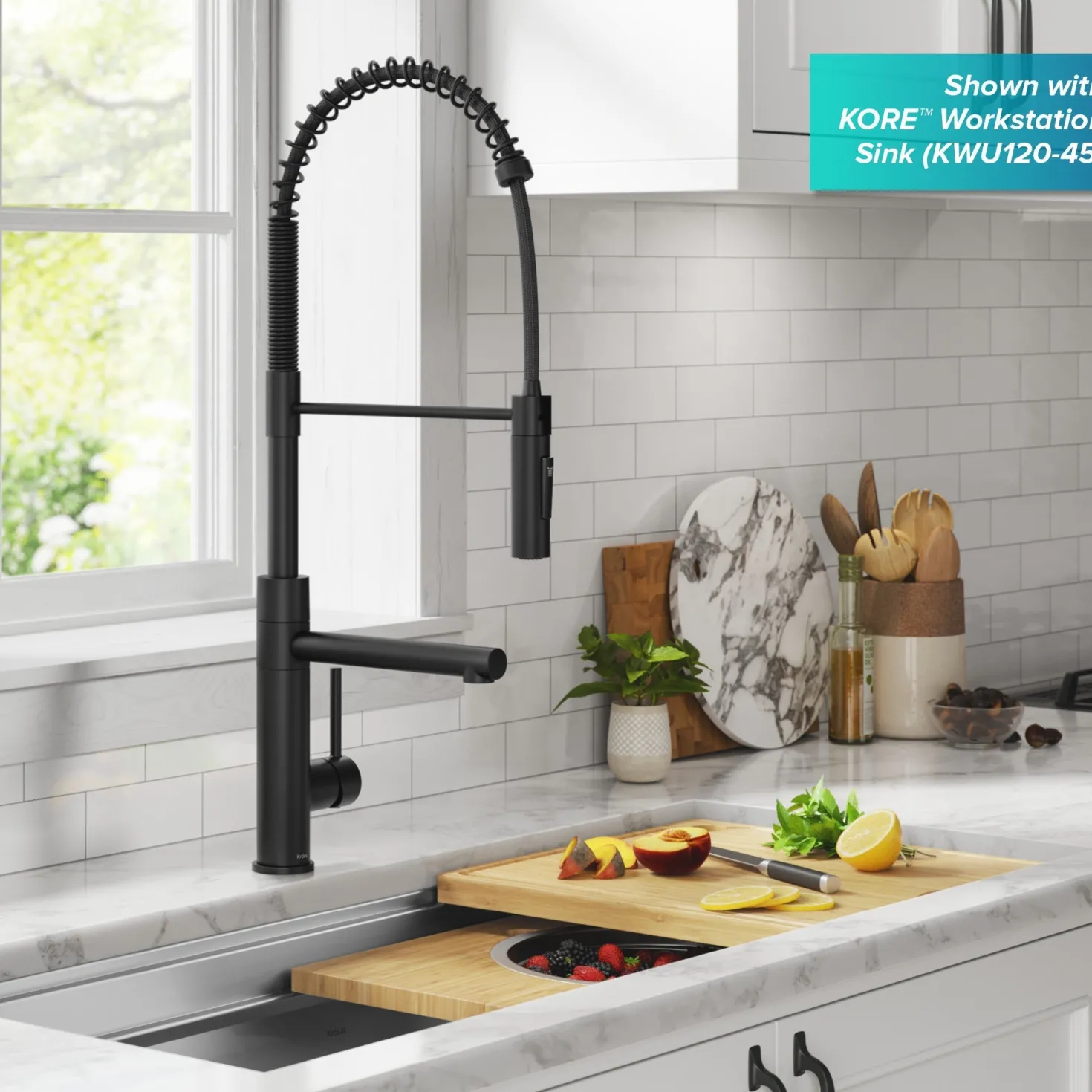 KRAUS Artec Pro Commercial Style Single Handle Kitchen Faucet with Pot Filler in Matte Black
