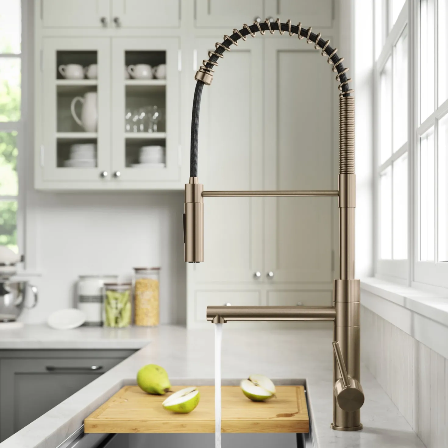 KRAUS Artec Pro Commercial Style Single Handle Kitchen Faucet with Pot Filler in Spot Free Antique Champagne Bronze