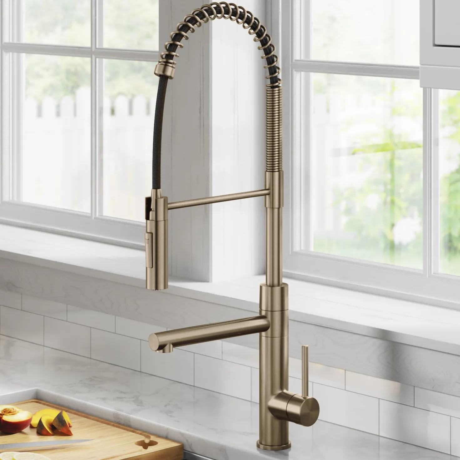KRAUS Artec Pro Commercial Style Single Handle Kitchen Faucet with Pot Filler in Spot Free Antique Champagne Bronze