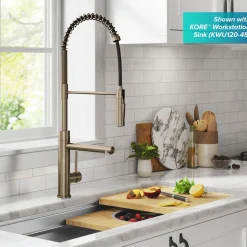 KRAUS Artec Pro Commercial Style Single Handle Kitchen Faucet with Pot Filler in Spot Free Antique Champagne Bronze