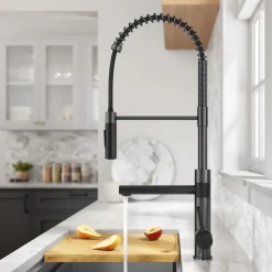 KRAUS Artec Pro Commercial Style Single Handle Kitchen Faucet with Pot Filler in Matte Black / Spot Free Black Stainless Steel