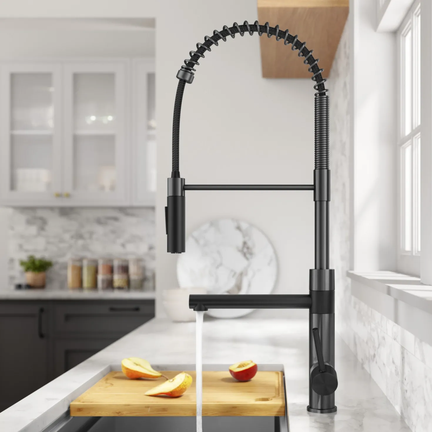 KRAUS Artec Pro Commercial Style Single Handle Kitchen Faucet with Pot Filler in Matte Black / Spot Free Black Stainless Steel