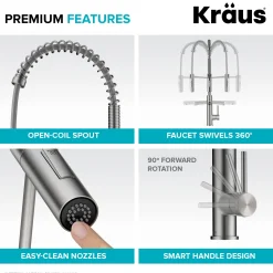 KRAUS Artec Pro Commercial Style Single Handle Kitchen Faucet with Pot Filler in Spot Free Antique Champagne Bronze / Matte Black