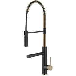 KRAUS Artec Pro Commercial Style Single Handle Kitchen Faucet with Pot Filler in Spot Free Antique Champagne Bronze / Matte Black