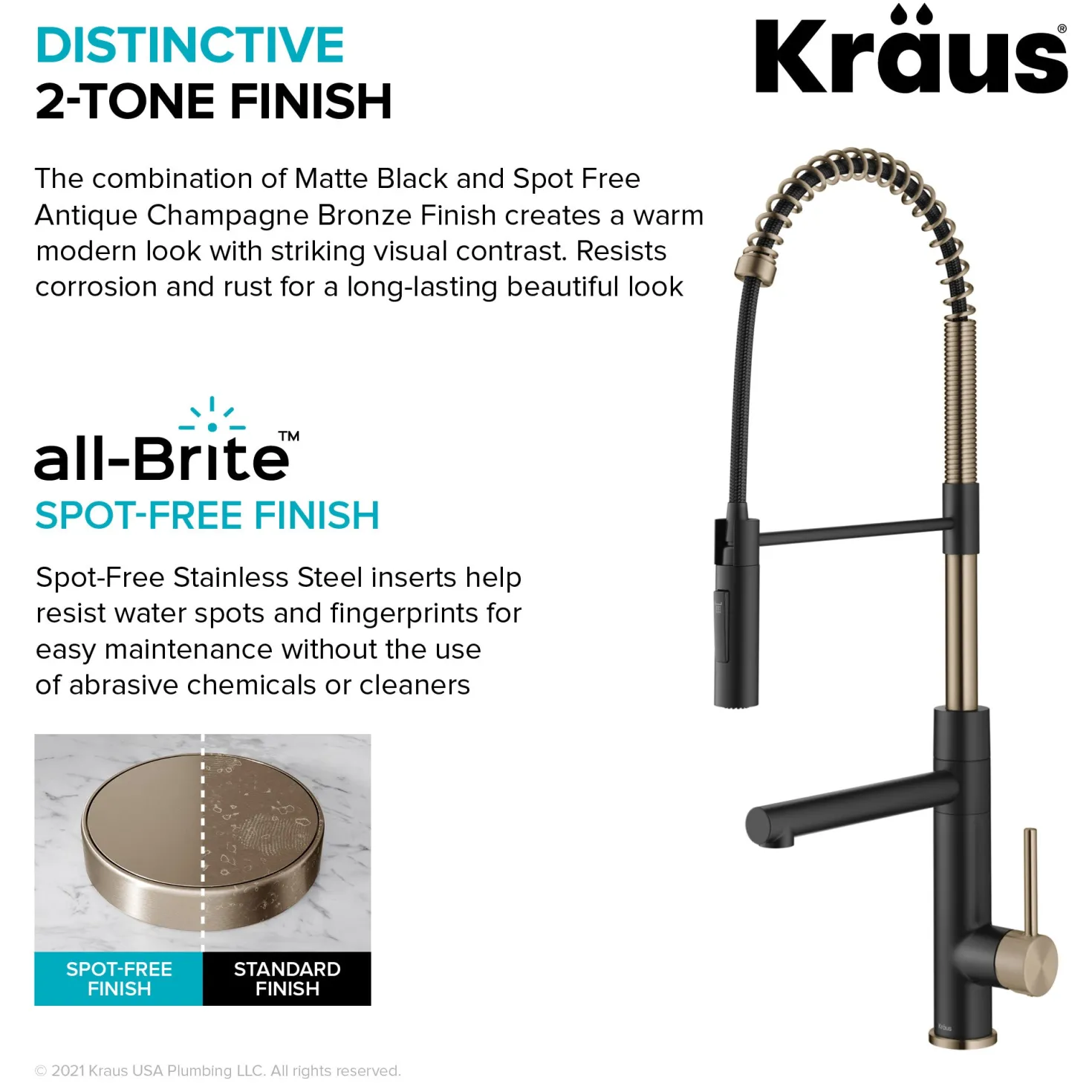 KRAUS Artec Pro Commercial Style Single Handle Kitchen Faucet with Pot Filler in Spot Free Antique Champagne Bronze / Matte Black