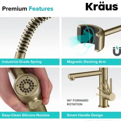 KRAUS Artec Pro 2-Function Commercial Style Pre-Rinse Kitchen Faucet in Brushed Gold
