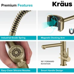 KRAUS Artec Pro 2-Function Commercial Style Pre-Rinse Kitchen Faucet in Matte Black/Black Stainless