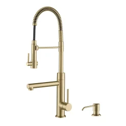 KRAUS Artec Pro 2-Function Commercial Style Pre-Rinse Kitchen Faucet in Spot Free Antique Champagne Bronze with Soap Dispenser