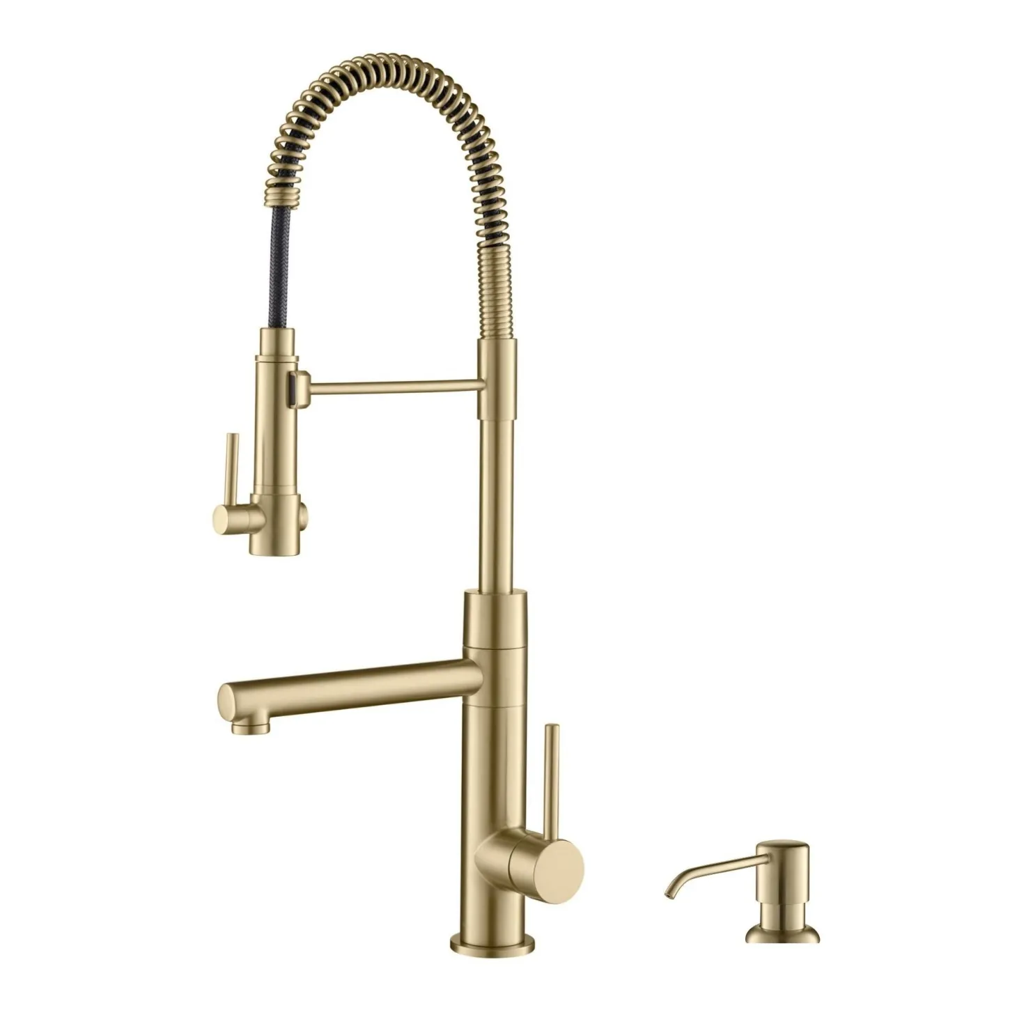 KRAUS Artec Pro 2-Function Commercial Style Pre-Rinse Kitchen Faucet in Spot Free Antique Champagne Bronze with Soap Dispenser