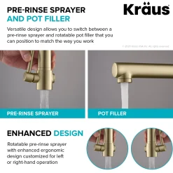 KRAUS Artec Pro 2-Function Commercial Style Pre-Rinse Kitchen Faucet in Spot Free Antique Champagne Bronze with Soap Dispenser