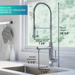 KRAUS Artec Pro 2-Function Commercial Style Pre-Rinse Kitchen Faucet in Spot Free Antique Champagne Bronze with Soap Dispenser