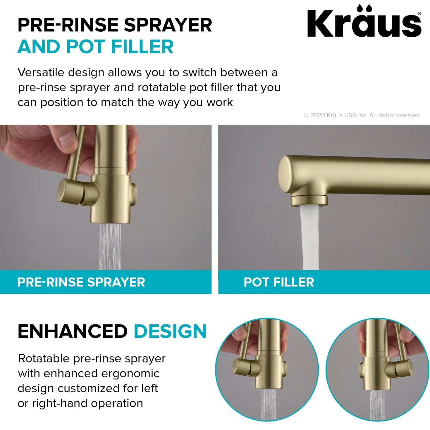 KRAUS Artec Pro 2-Function Commercial Style Pre-Rinse Kitchen Faucet in Spot Free Antique Champagne Bronze