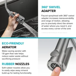 KRAUS Artec Pro 2-Function Single Handle Pull Down Kitchen Faucet in Spot-Free Stainless Steel