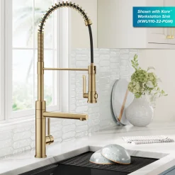 KRAUS Artec Pro 2-Function Single Handle Pull Down Kitchen Faucet in Brushed Brass