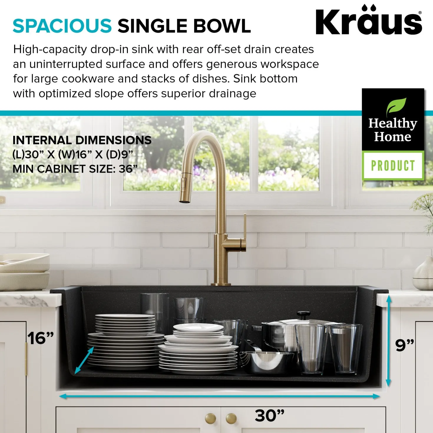 KRAUS Bellucci Workstation 33" Drop-In Granite Composite Kitchen Sink with Accessories