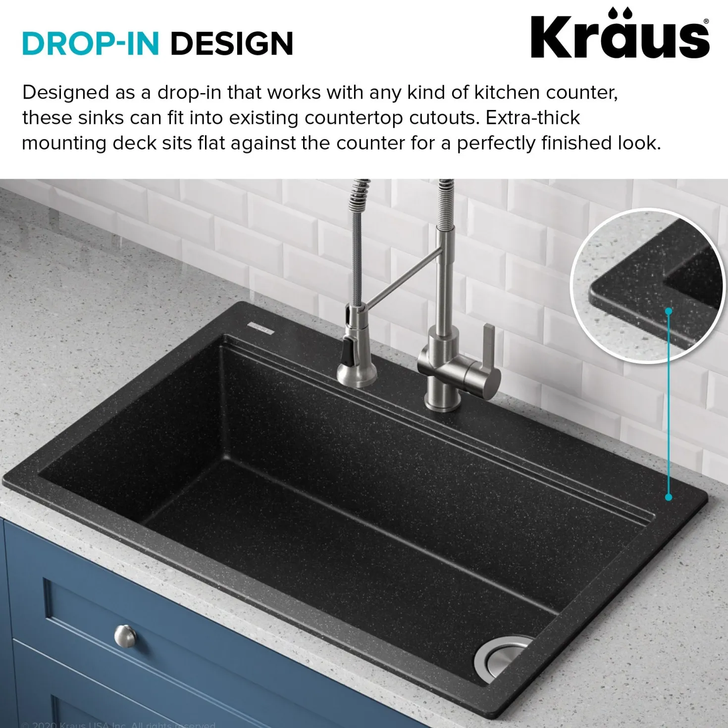 KRAUS Bellucci Workstation 33" Drop-In Granite Composite Kitchen Sink with Accessories