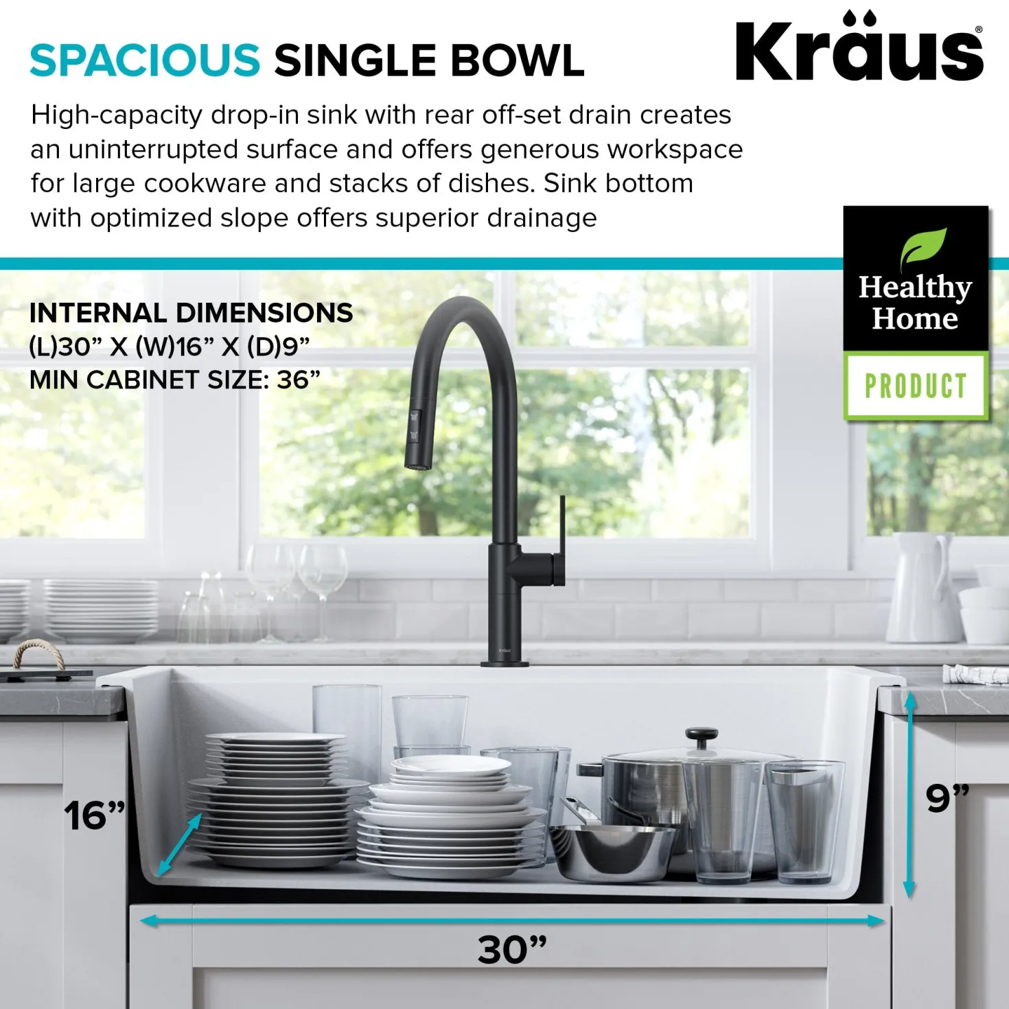 KRAUS Bellucci Workstation 33" Drop-In Granite Composite Kitchen Sink in White with Accessories