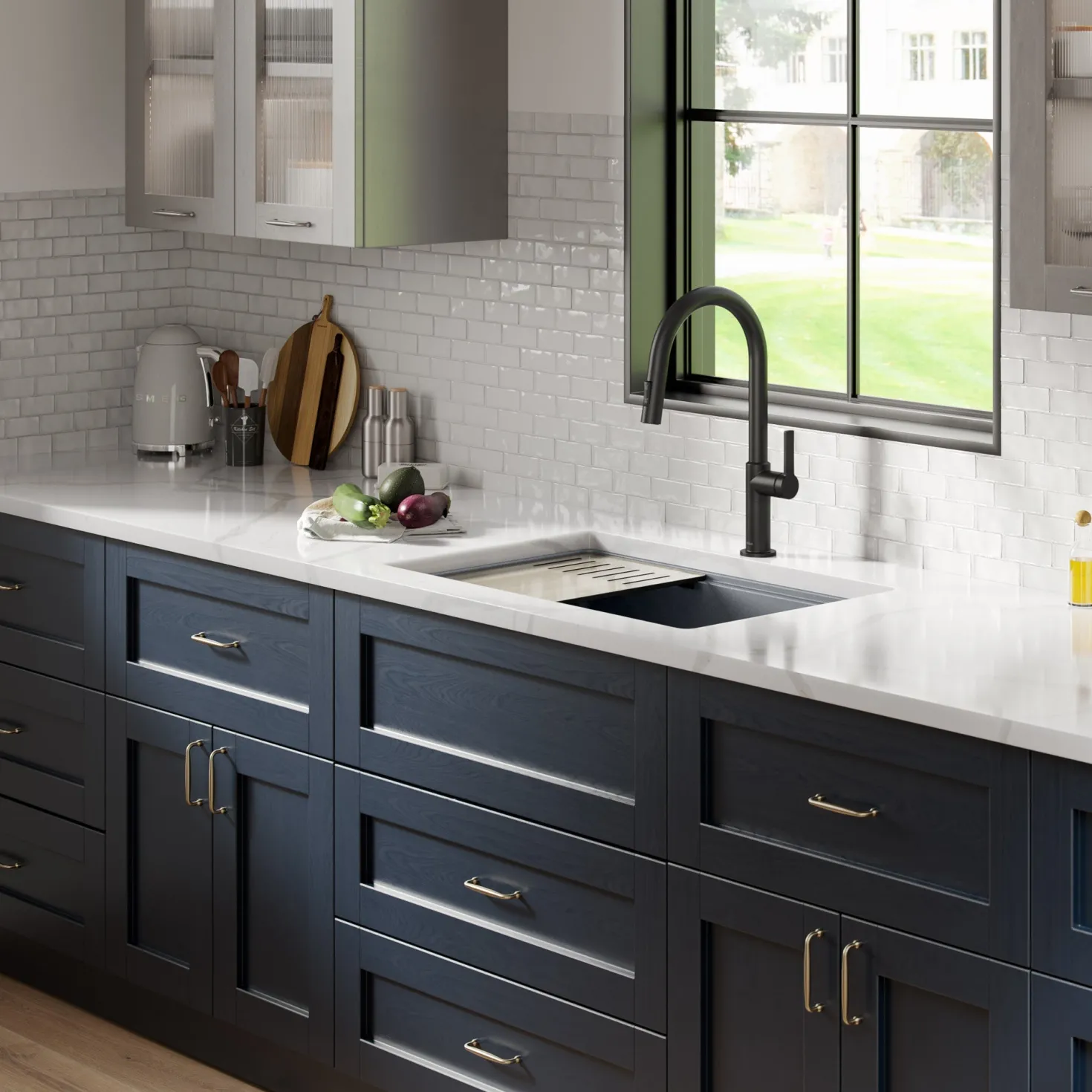 KRAUS Bellucci Workstation 30" Undermount Granite Composite Single Bowl Kitchen Sink with Accessories