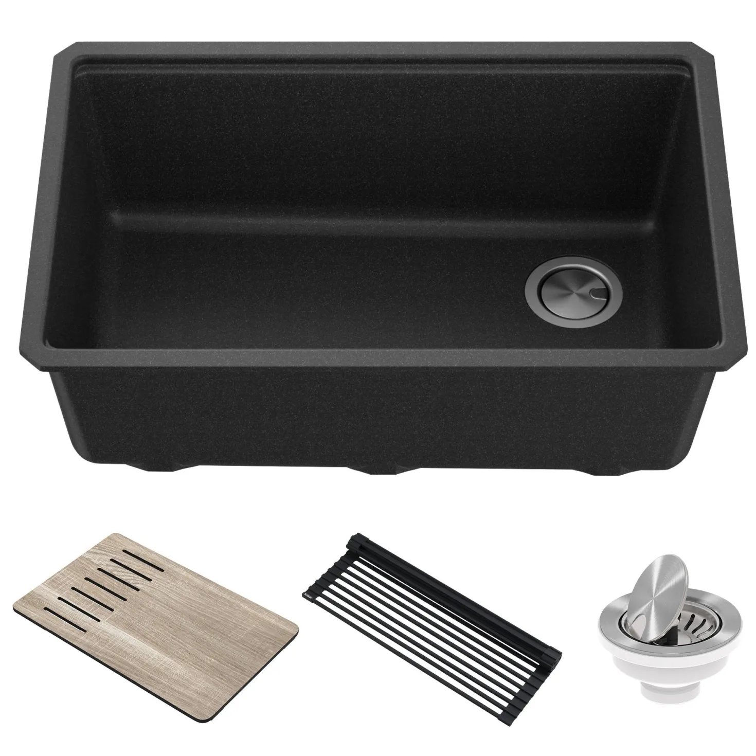 KRAUS Bellucci Workstation 30" Undermount Granite Composite Single Bowl Kitchen Sink with Accessories