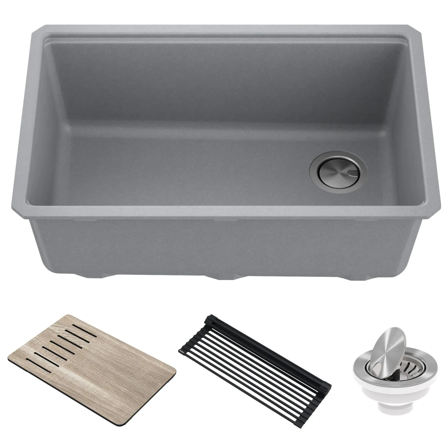 KRAUS Bellucci Workstation 30" Undermount Granite Composite Single Bowl Kitchen Sink with Accessories