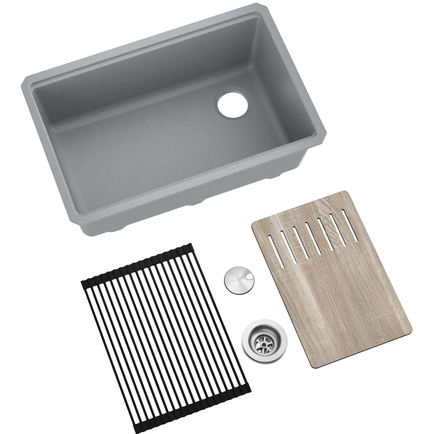 KRAUS Bellucci Workstation 30" Undermount Granite Composite Single Bowl Kitchen Sink with Accessories