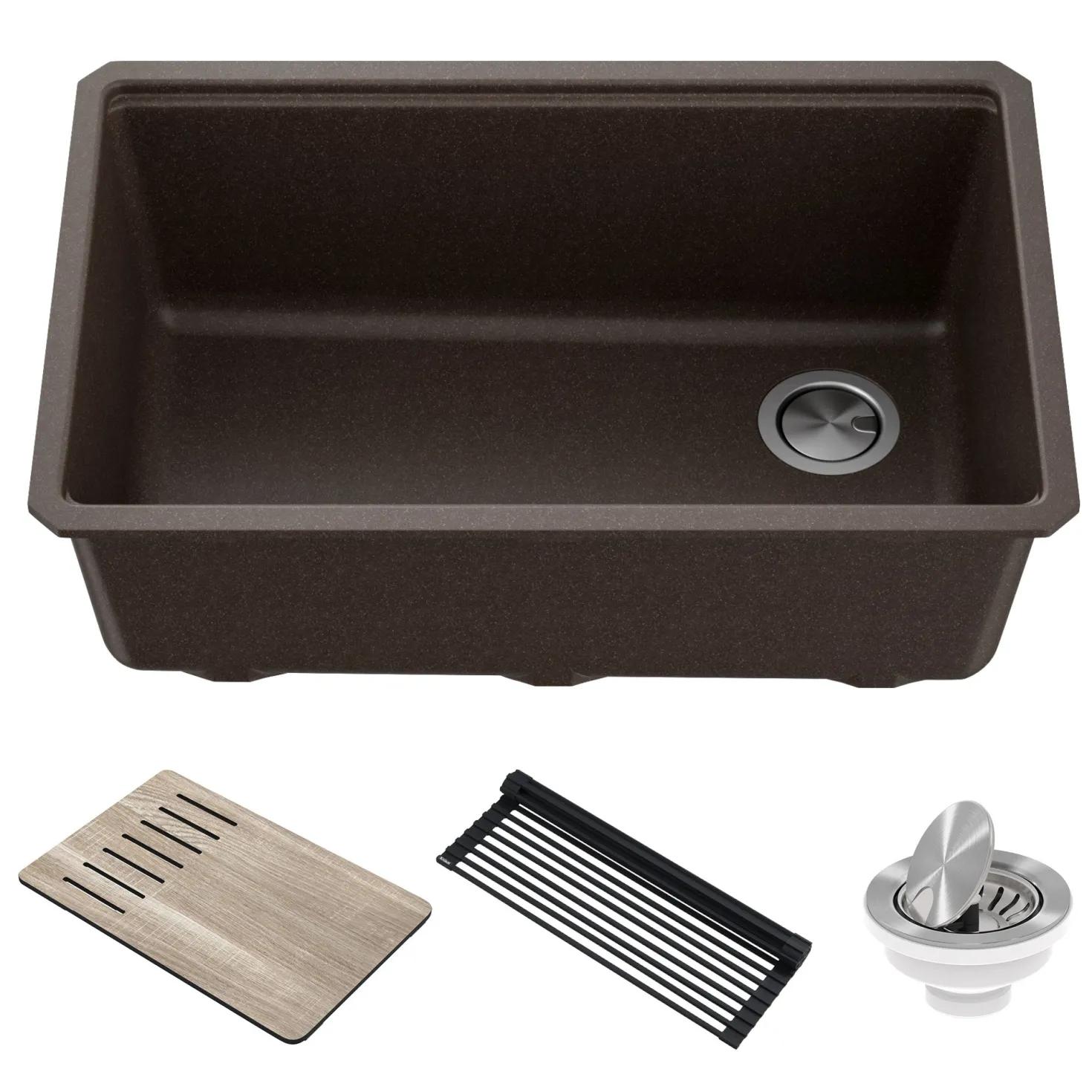 KRAUS Bellucci Workstation 30" Undermount Granite Composite Single Bowl Kitchen Sink with Accessories
