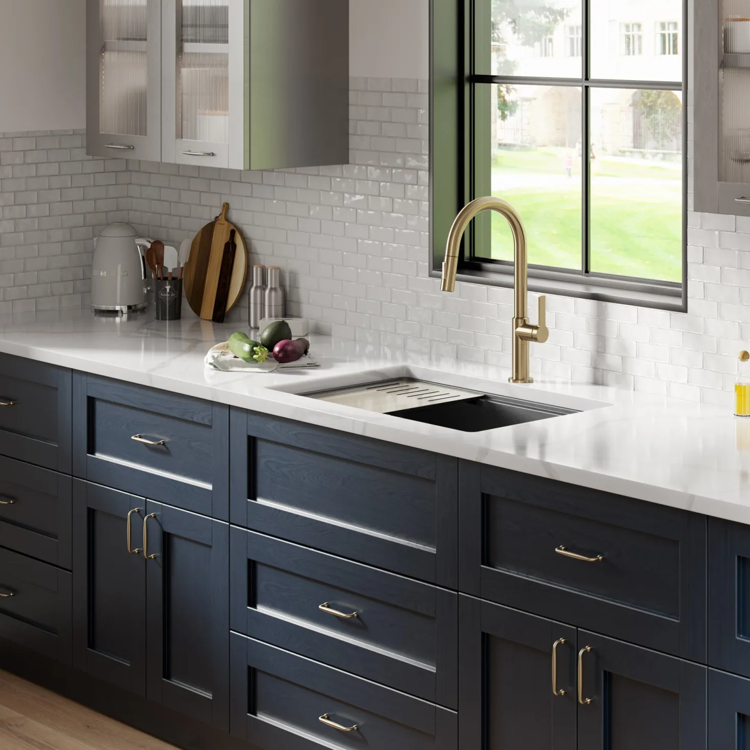 KRAUS Bellucci Workstation 30" Undermount Granite Composite Single Bowl Kitchen Sink with Accessories